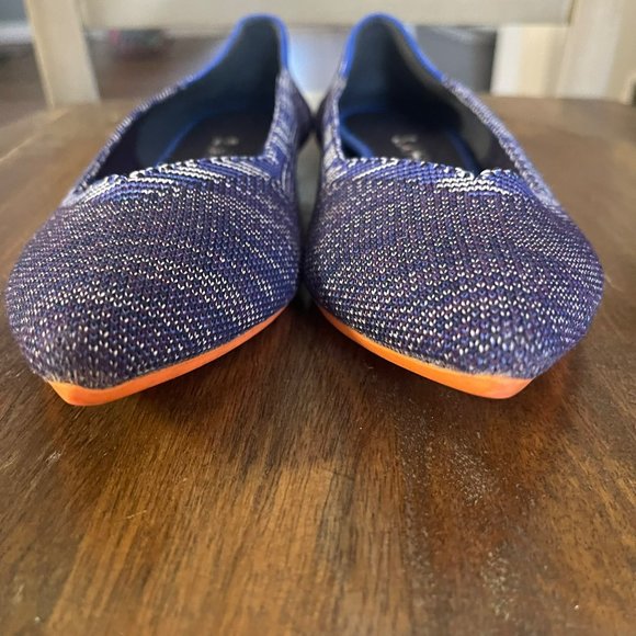 ROTHY'S The Point Blue Birdseye Flats Orange Sole RETIRED RARE Size 7W - Picture 3 of 12